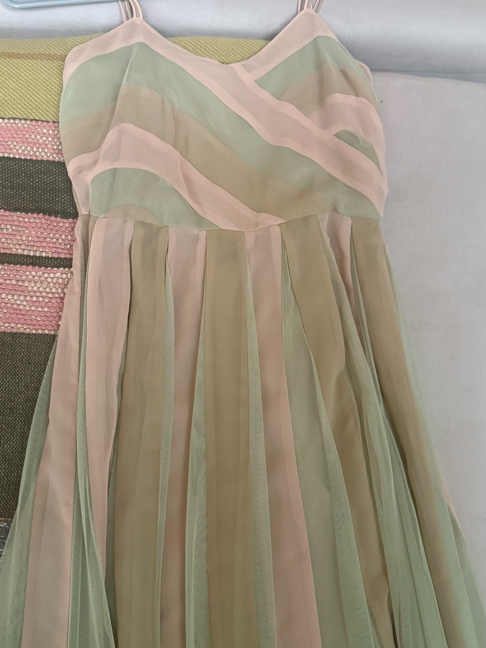 ASOS spaghetti strap Layered Chiffon Dress in Blush Pink and Sage